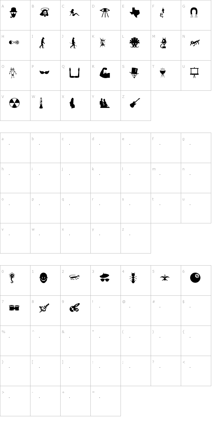 Character Map BOBCO 4 Font