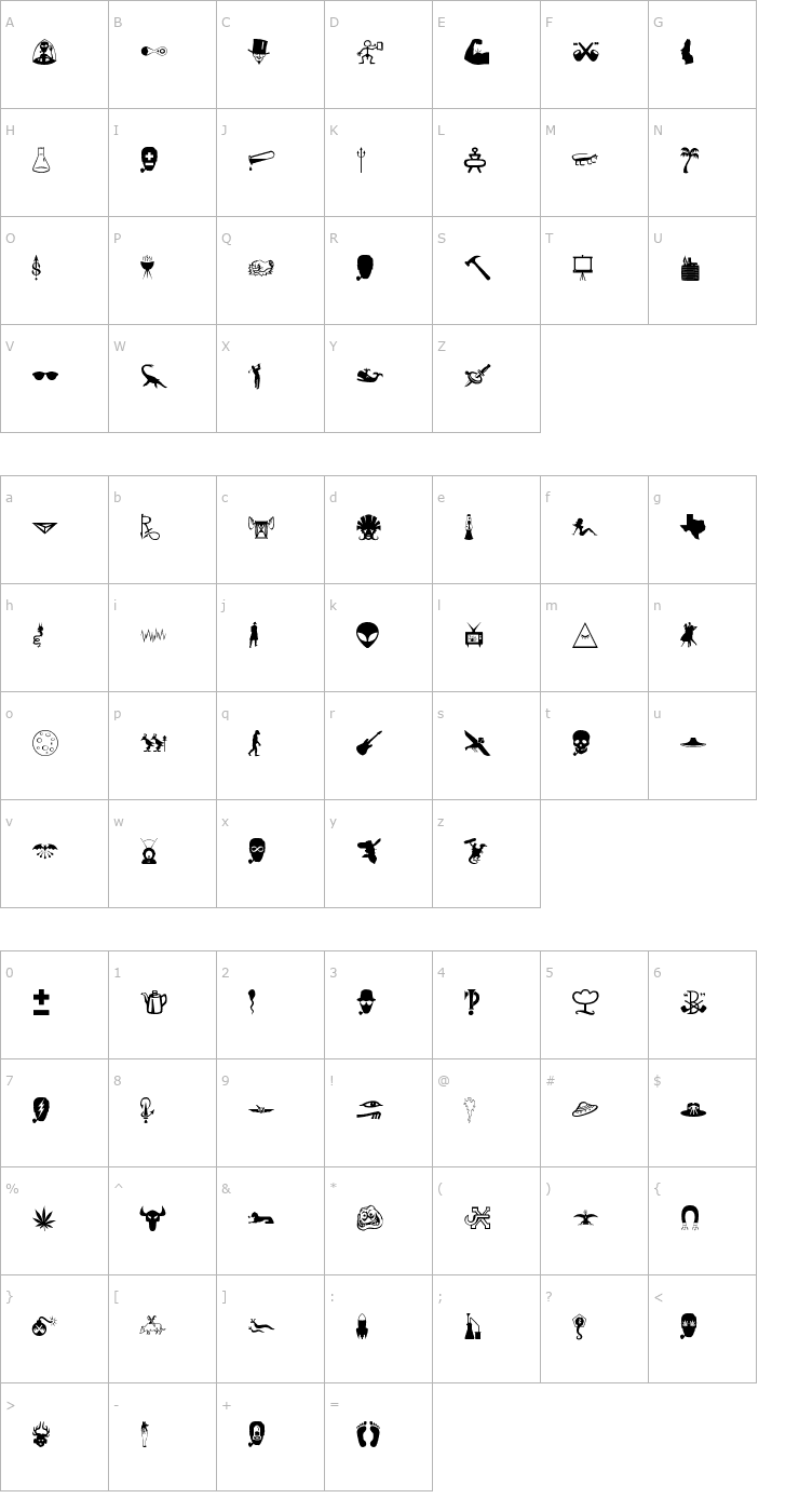 Character Map BOBCO 7 Font
