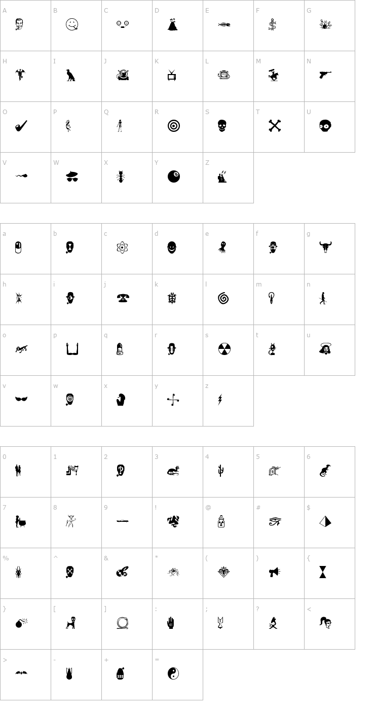 Character Map BOBCO 8 Font