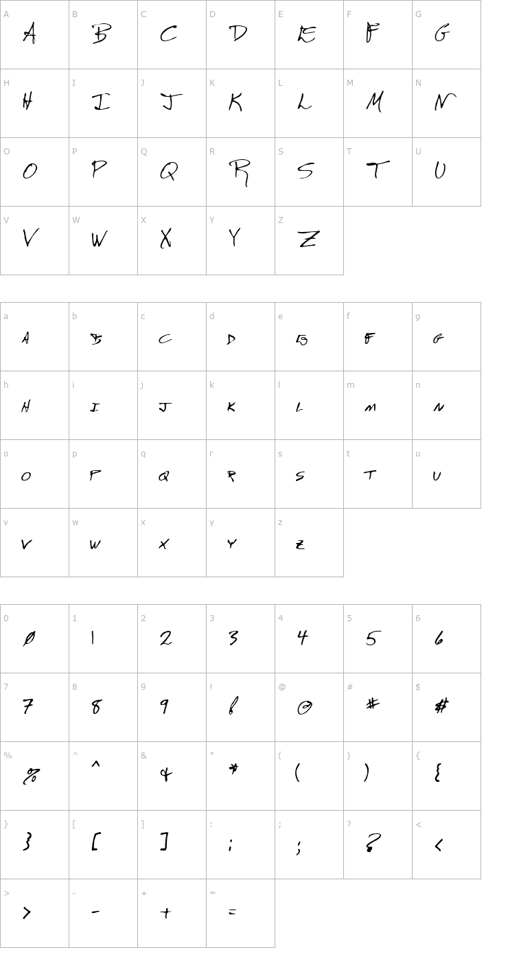 Character Map Bobz Regular Font