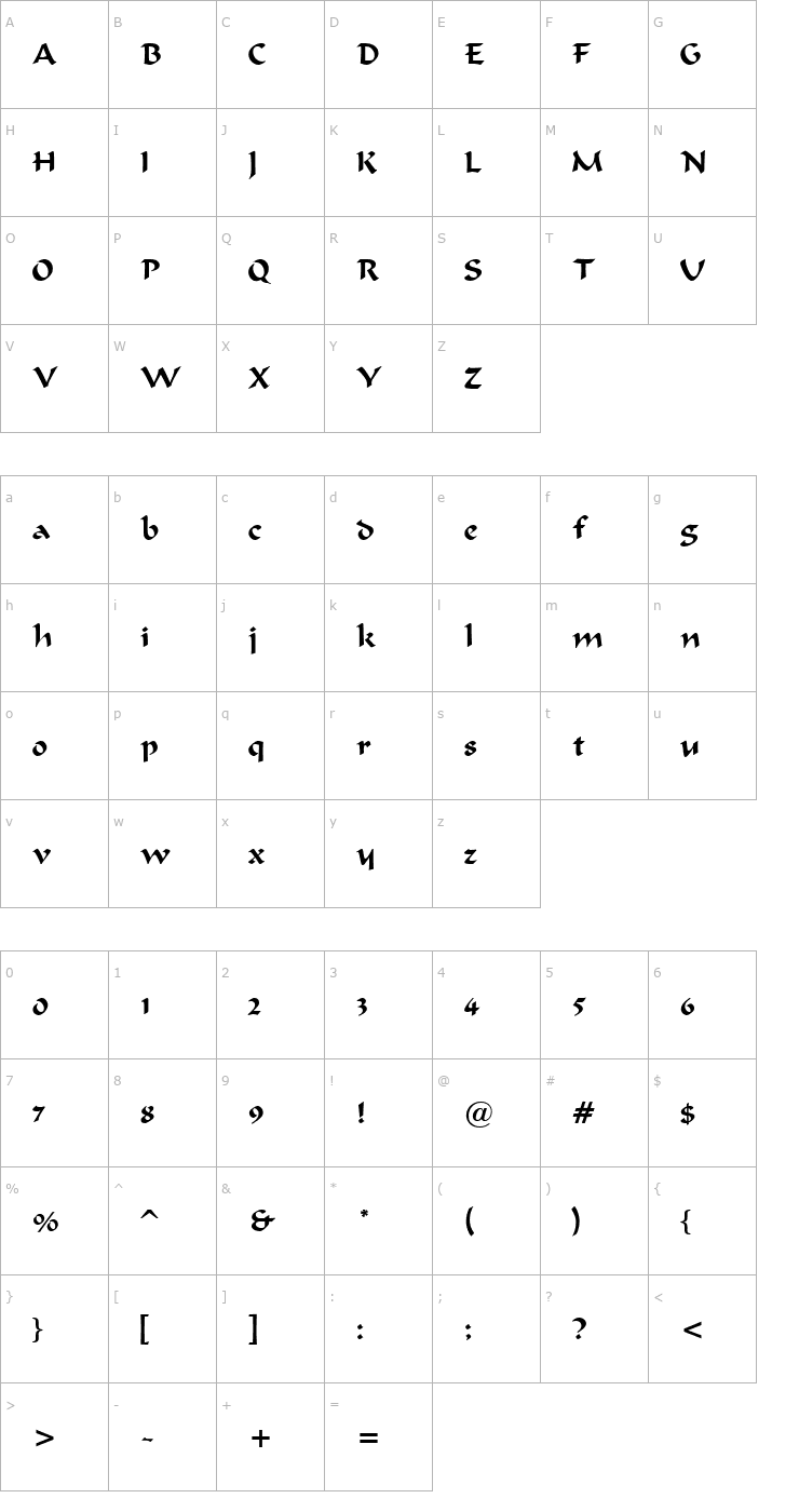 Character Map Bodacious Regular Font