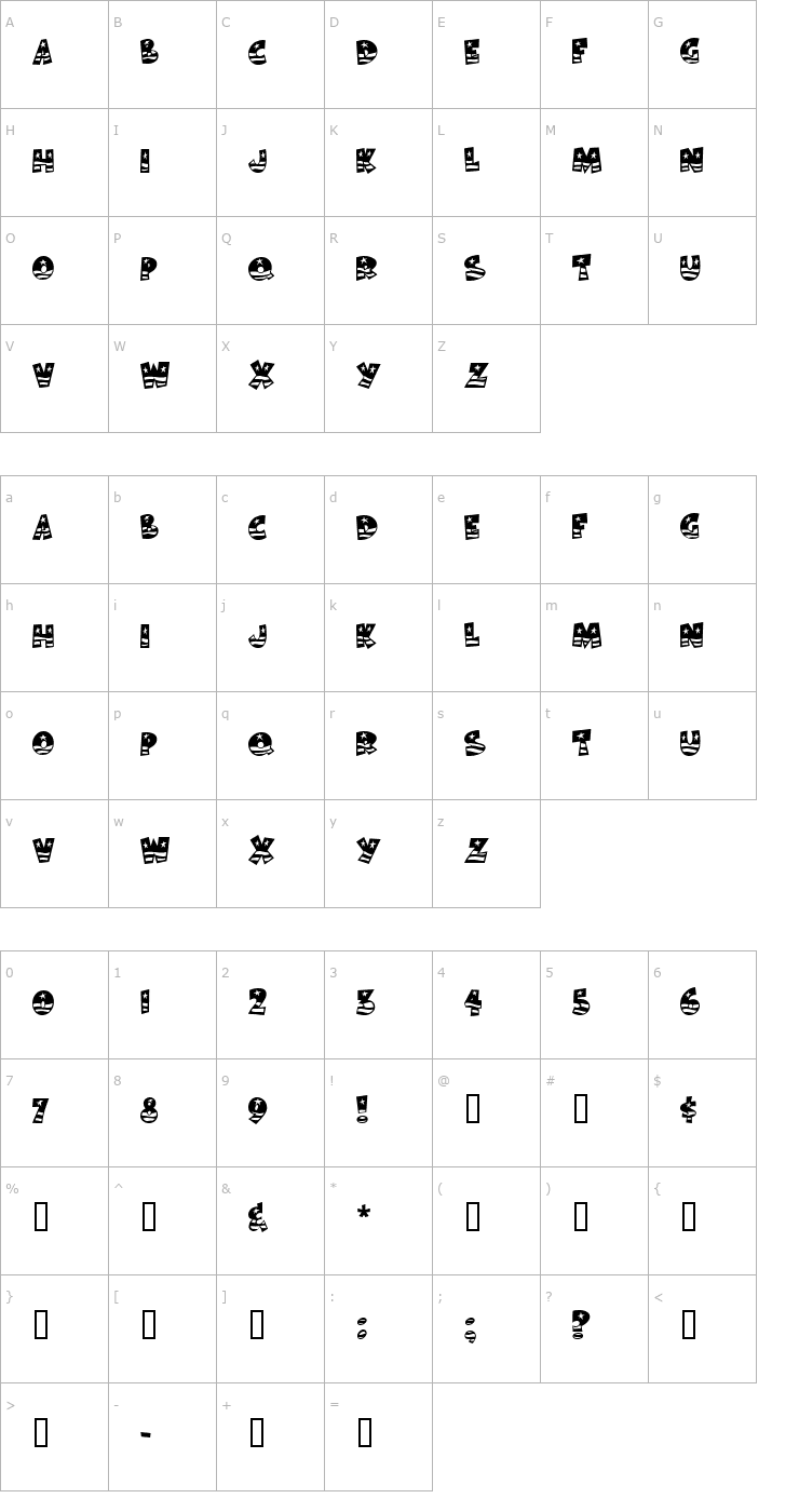Character Map Bodie MF Flag Font