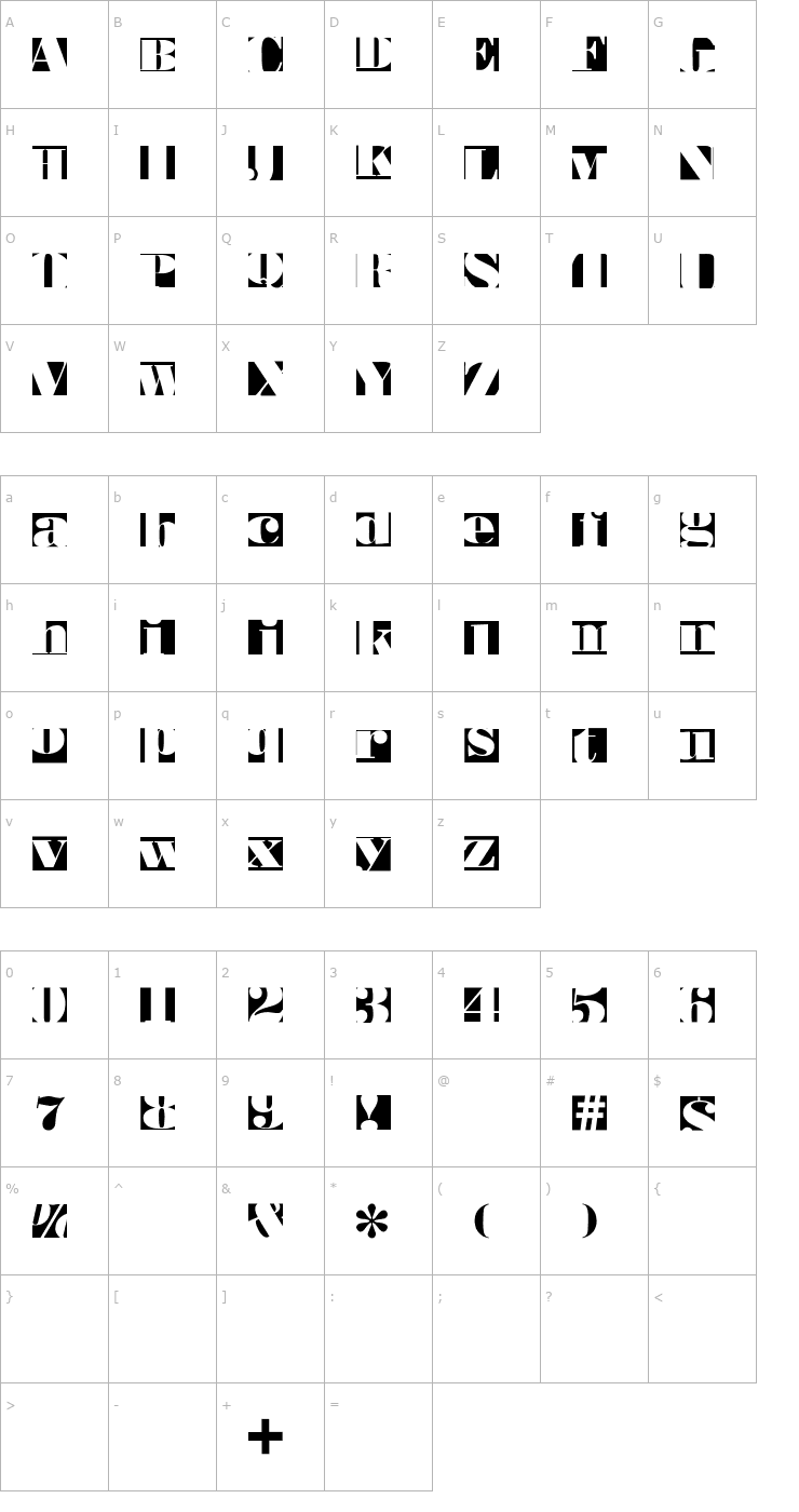 Character Map BodoblackSquares Font