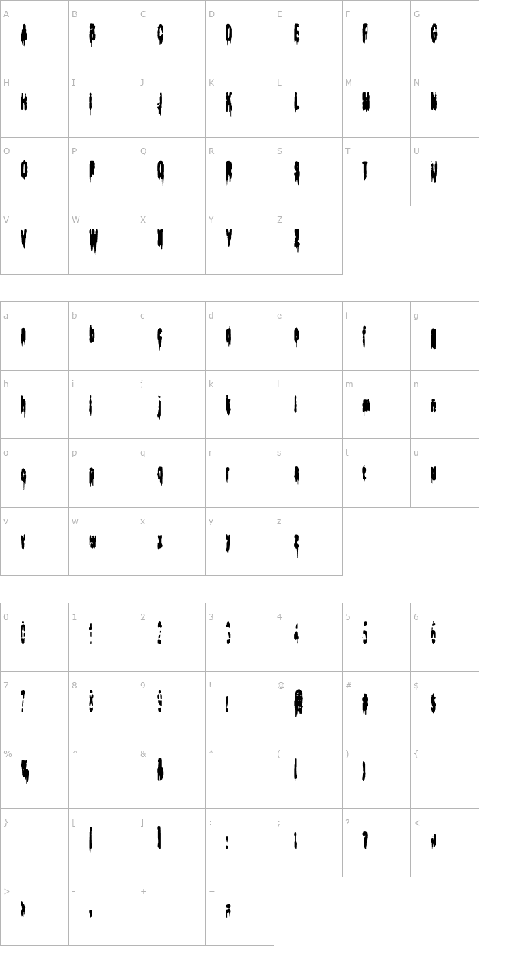 Character Map Bodybag Font