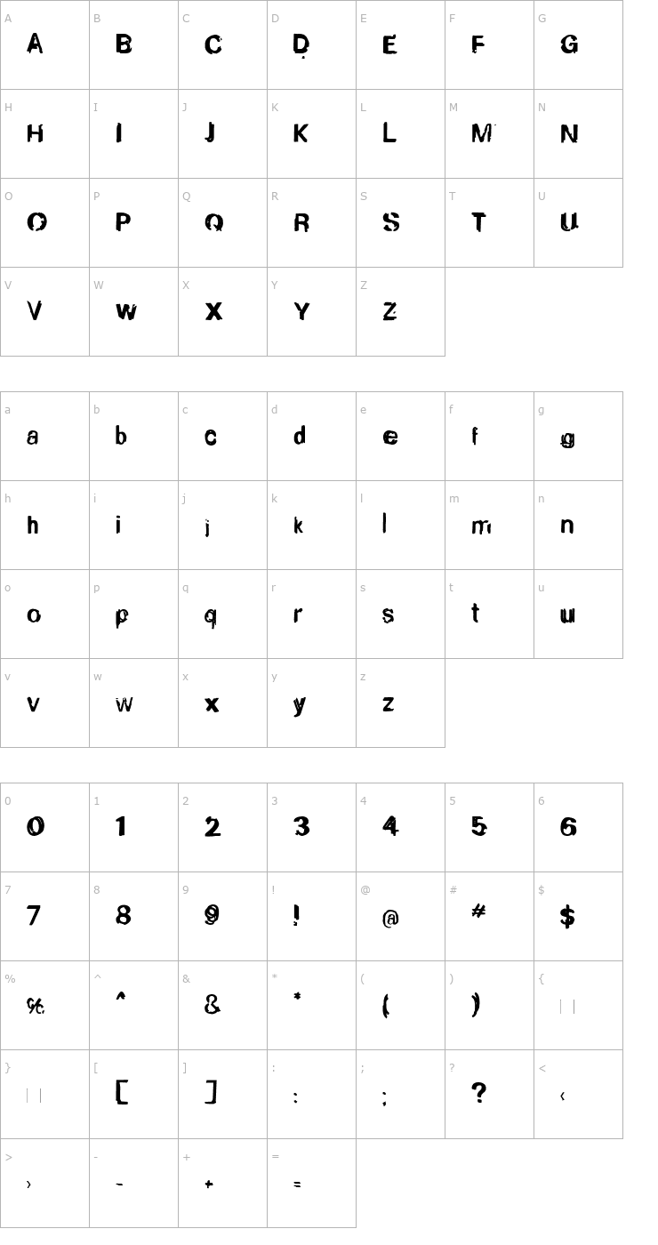 Character Map Boggle Font
