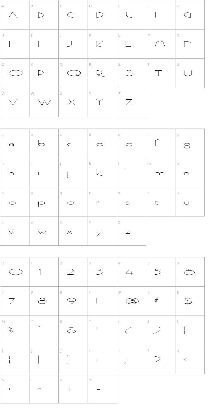 Character Map Bogsley Font