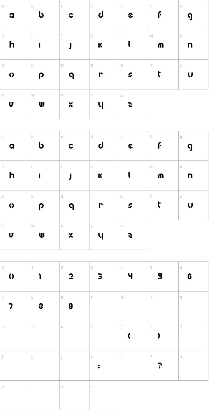 Character Map Bohemica Font