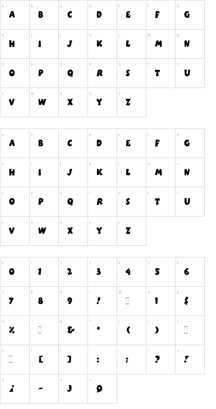 Character Map Boink LET Plain Font