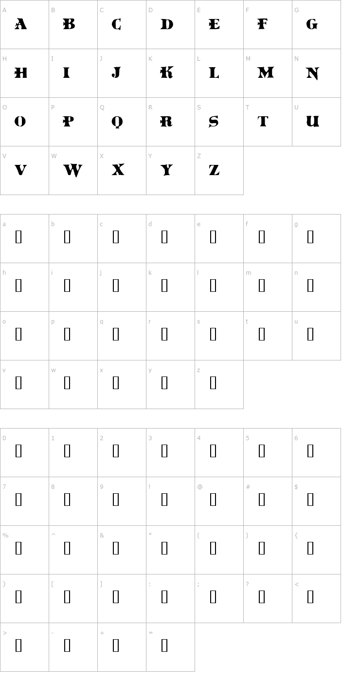 Character Map BoinkoMatic Font