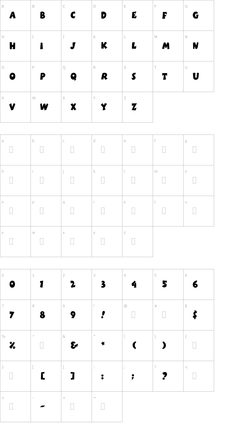 Character Map BoinkPlain Font