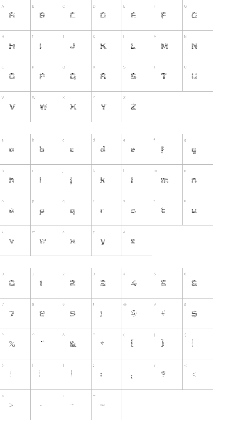 Character Map Bois Regular Font