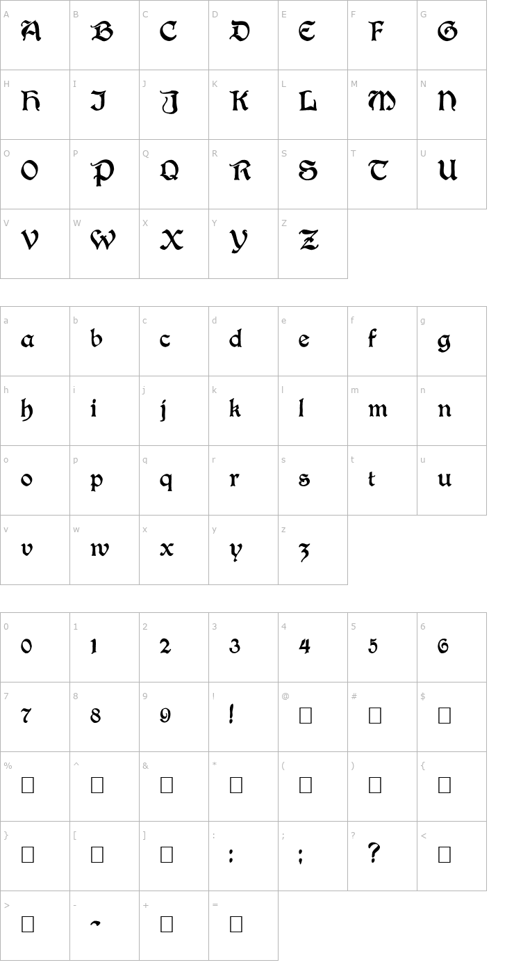 Character Map BoisterBlack Font