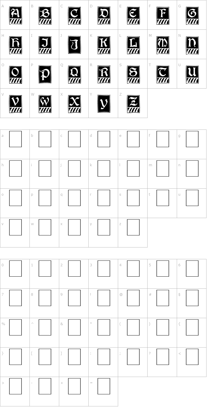 Character Map BoisterCapitals Font