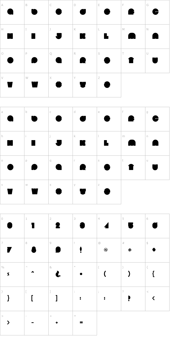 Character Map Bola Font
