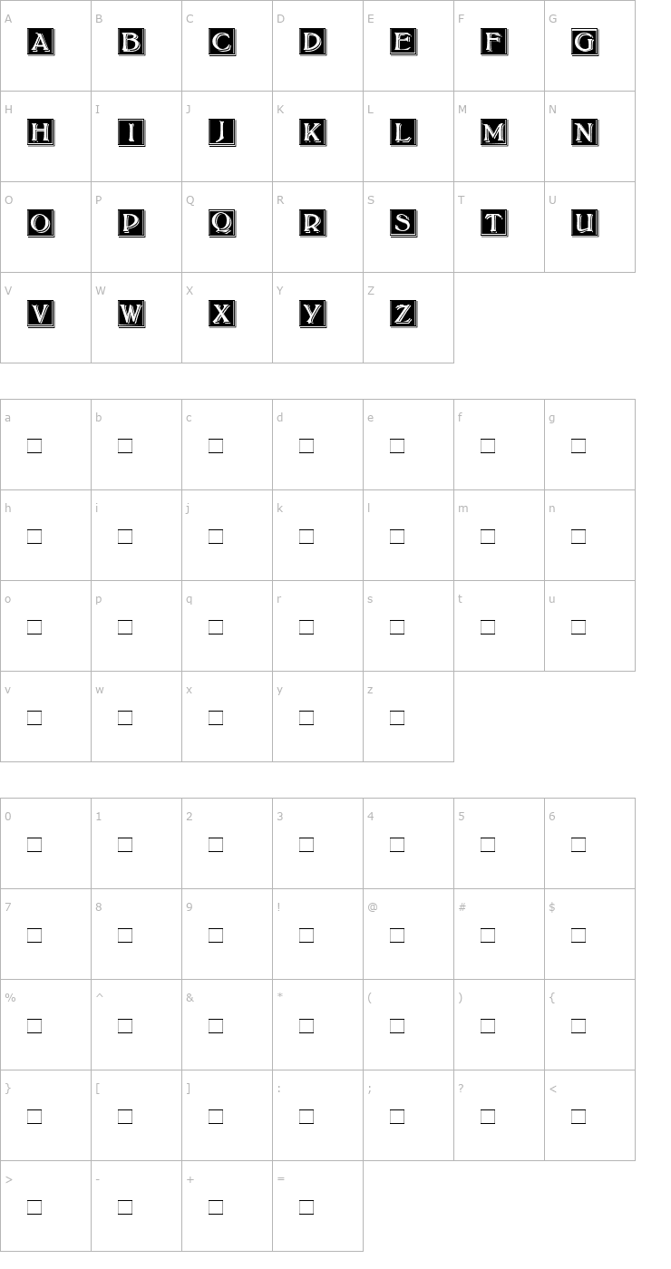 Character Map BoltonDropCaps Font