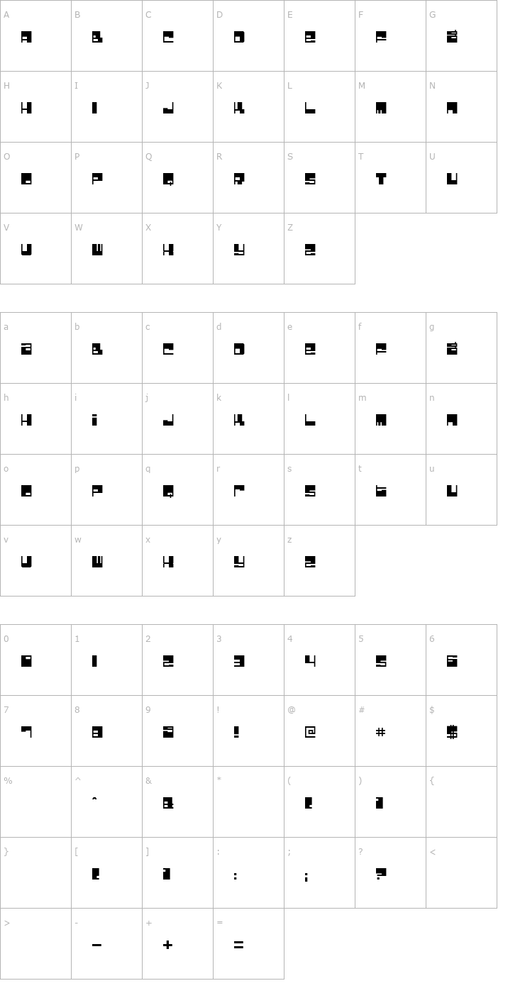 Character Map Bomb Factory Font