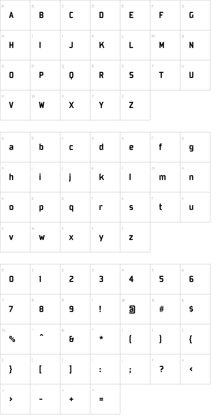 Character Map Bombardier OTF Font