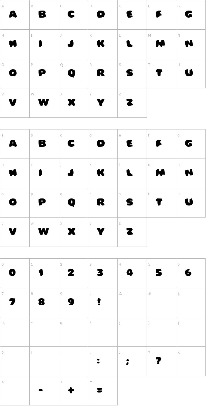 Character Map Bomberman Font