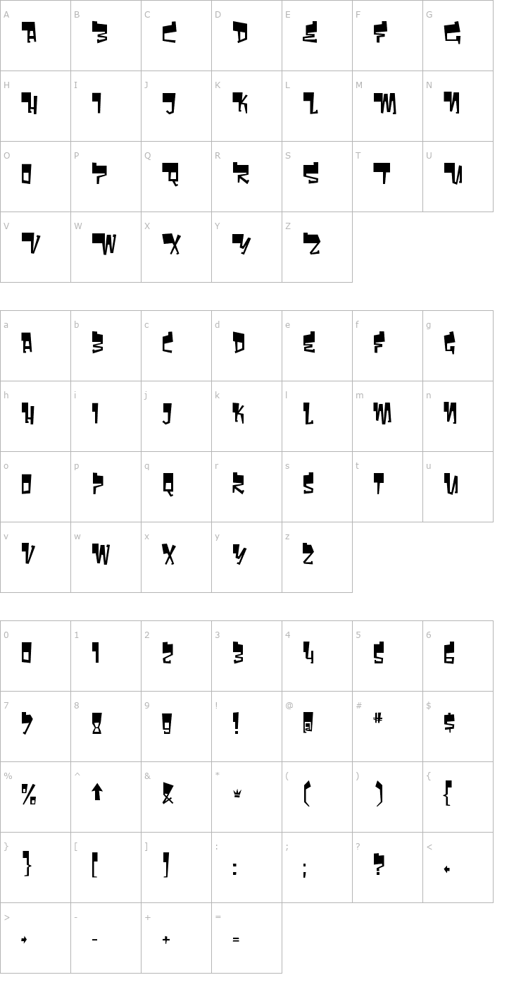 Character Map Bomr Font