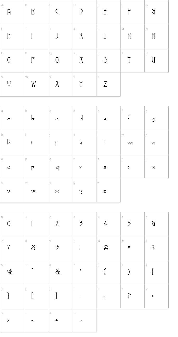 Character Map Bonham Font