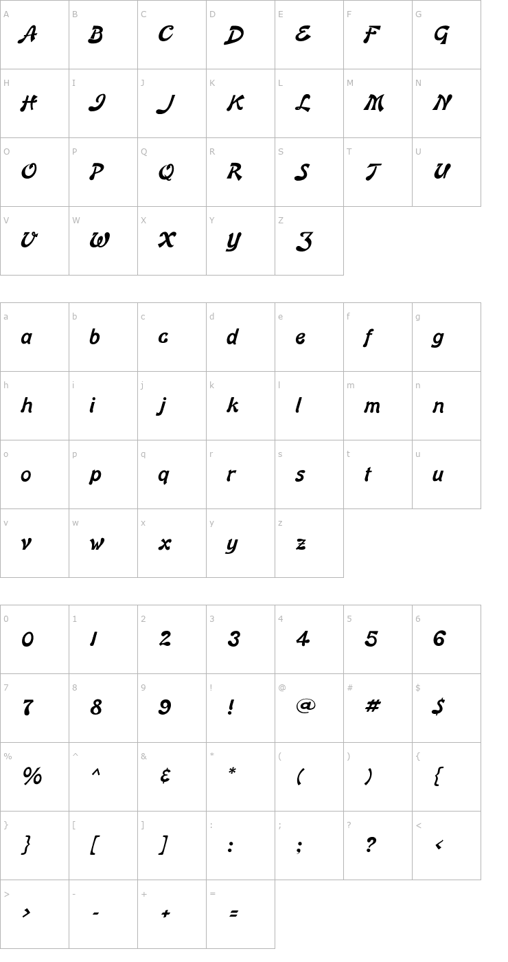 Character Map BonnardFLF Font