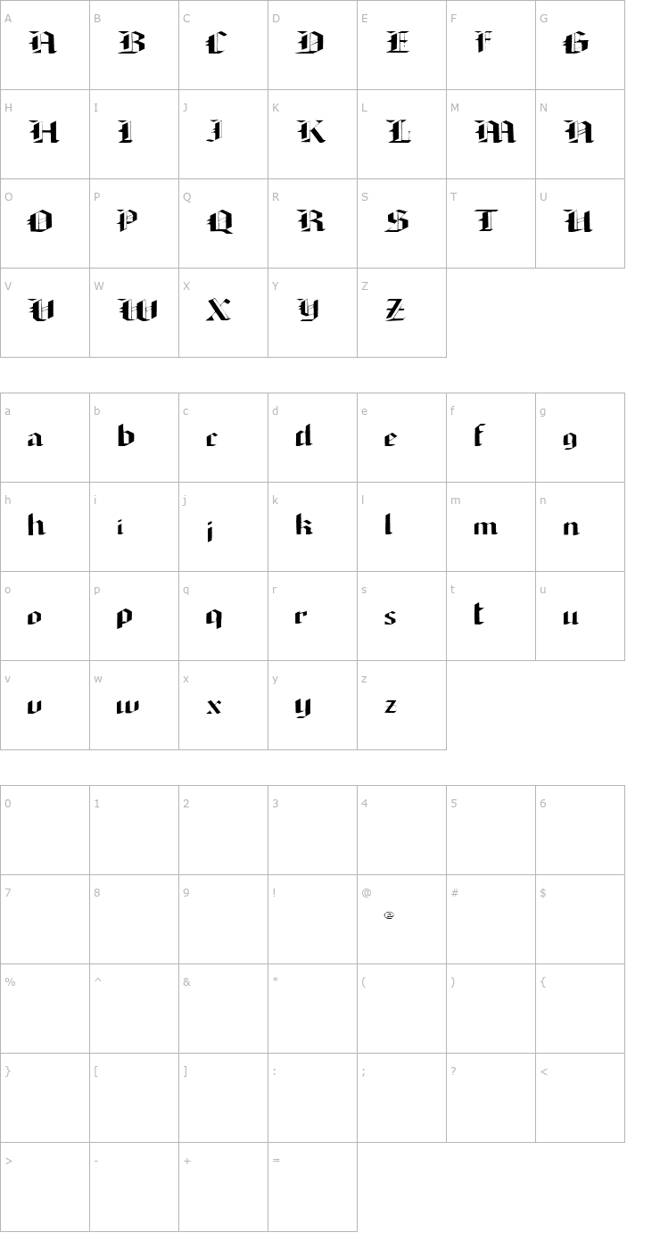 Character Map Bonneville Font