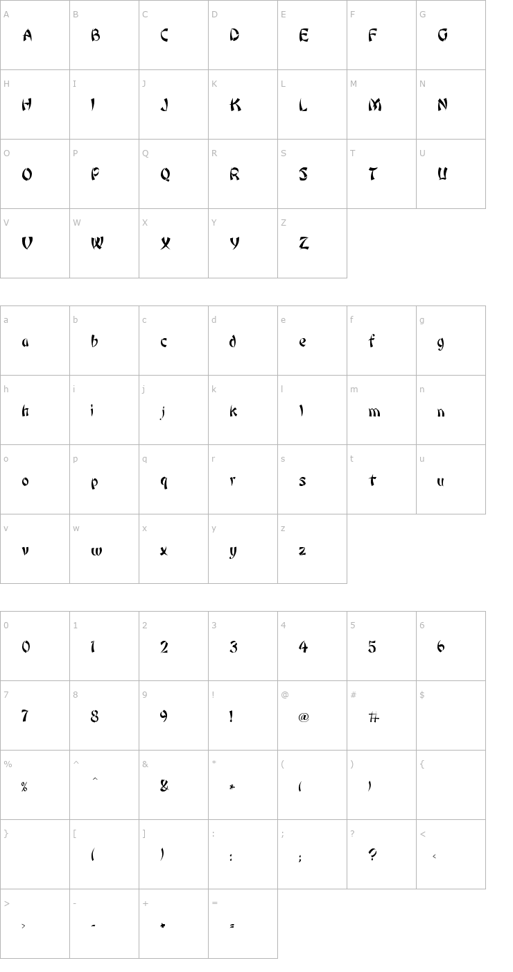 Character Map Bonzai Font