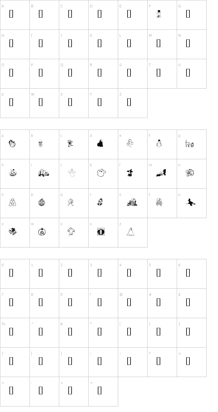Character Map BOO Font