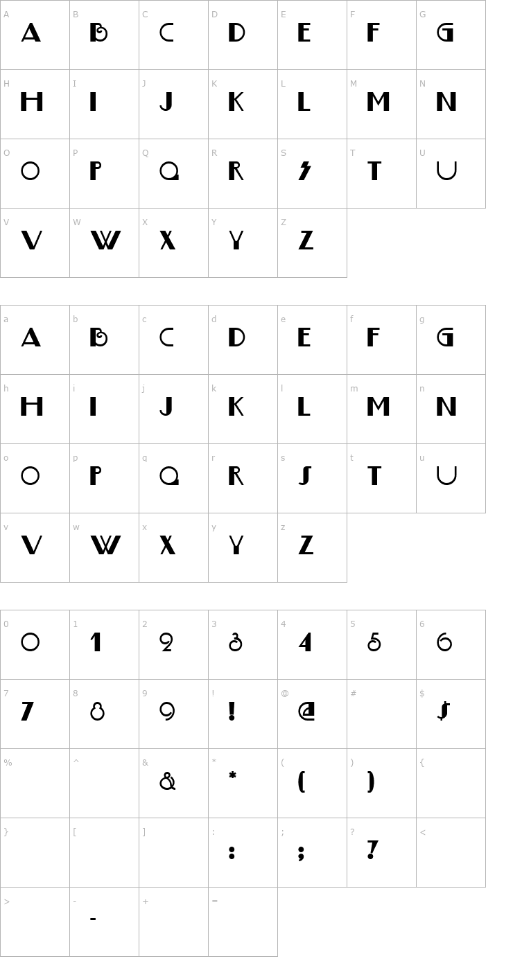 Character Map BoogieNightsNF Font