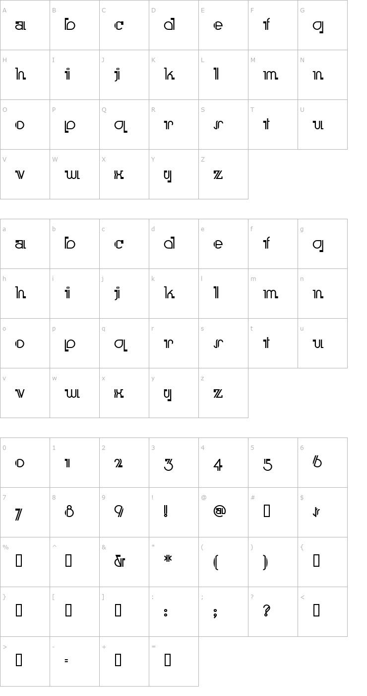 Character Map BooMeringueNF Font