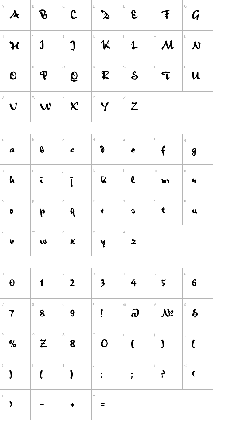 Character Map Boondock Font