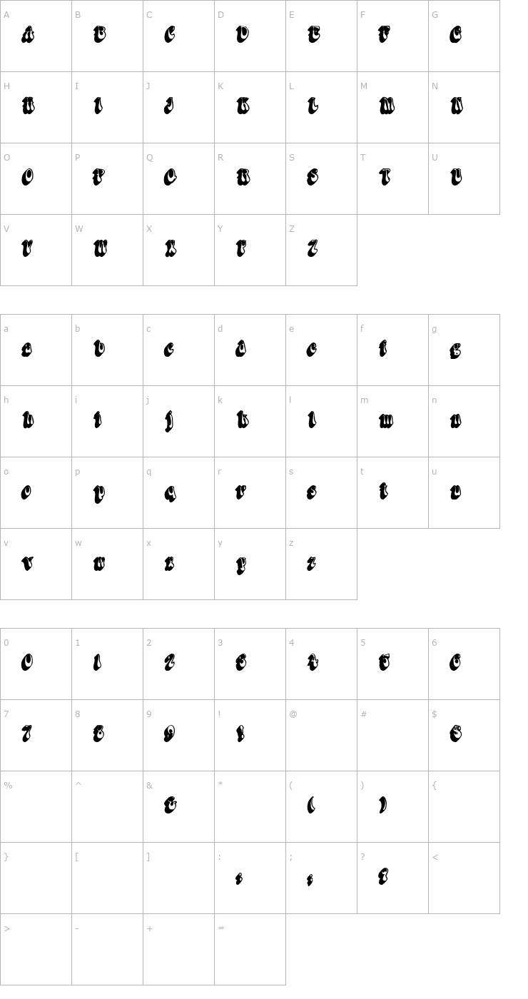 Character Map BoopShadow Bold Font
