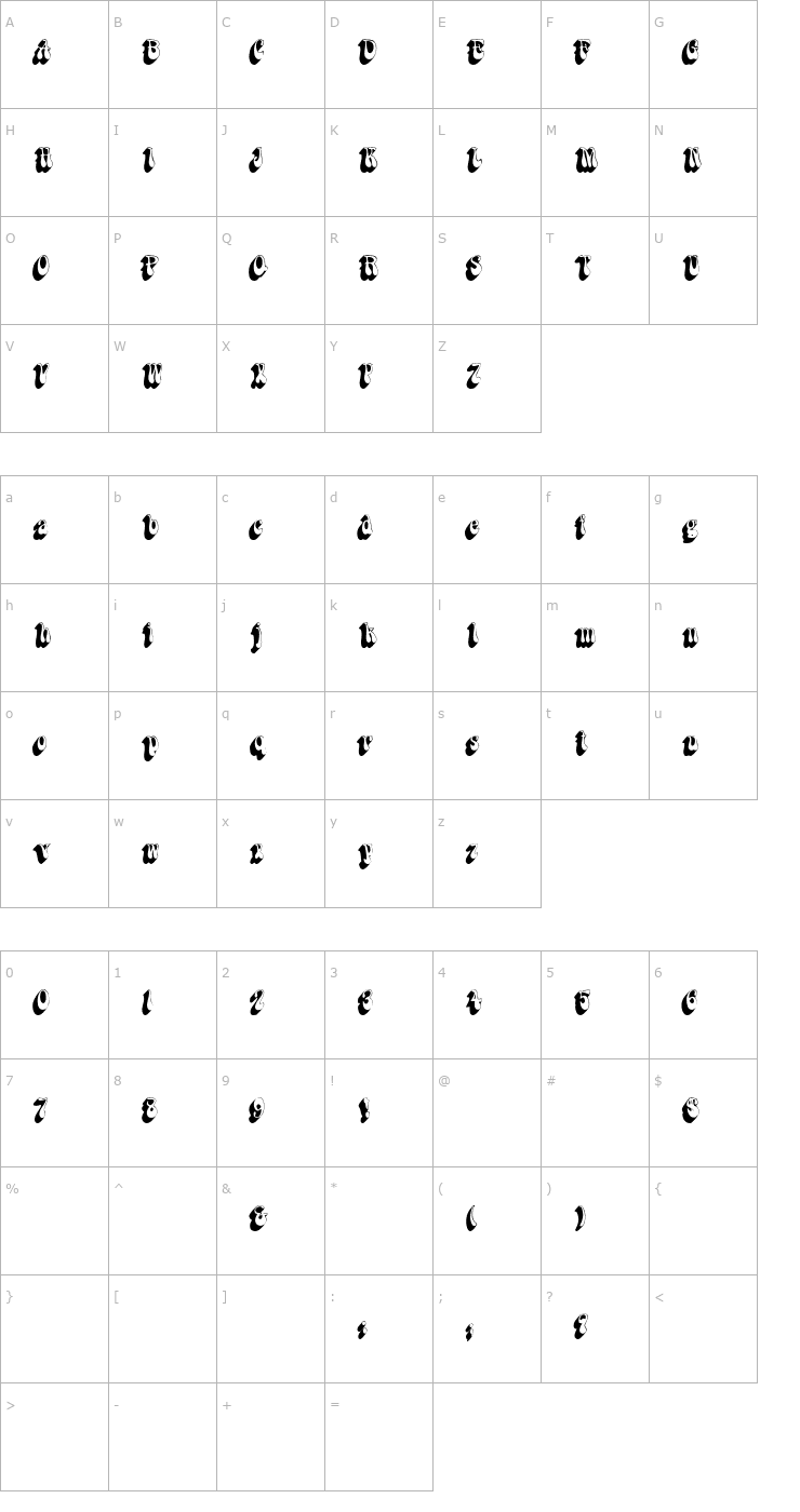 Character Map BoopShadow Font