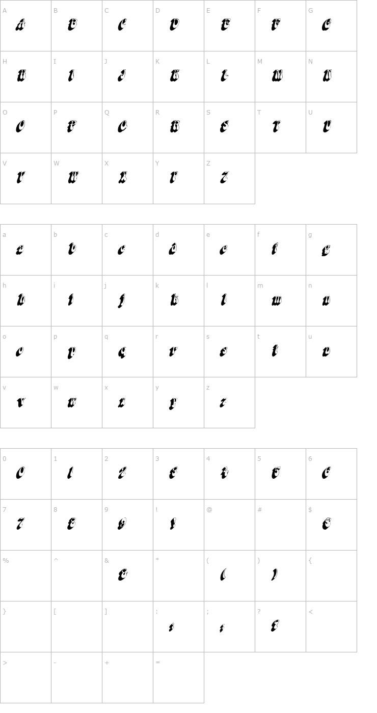 Character Map BoopShadow Italic Font