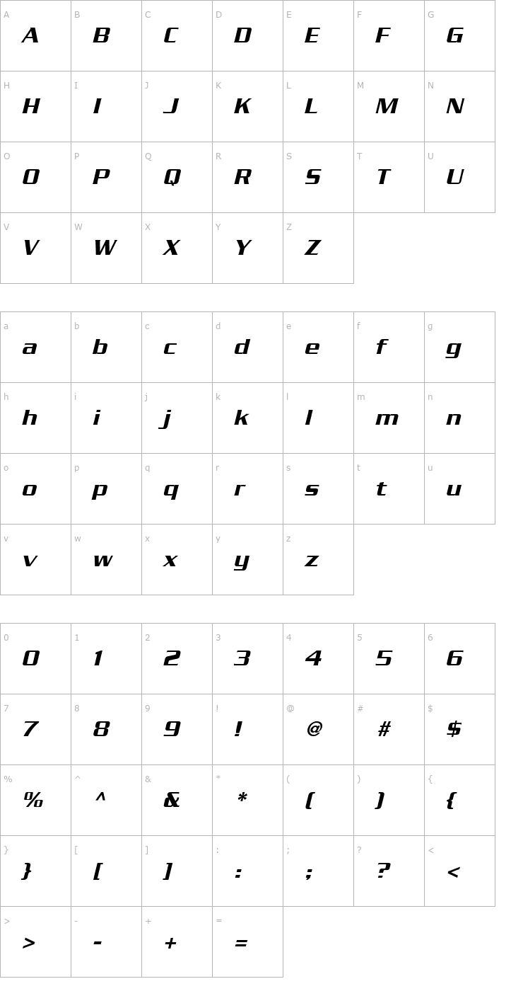 Character Map Boost SSi Italic Font