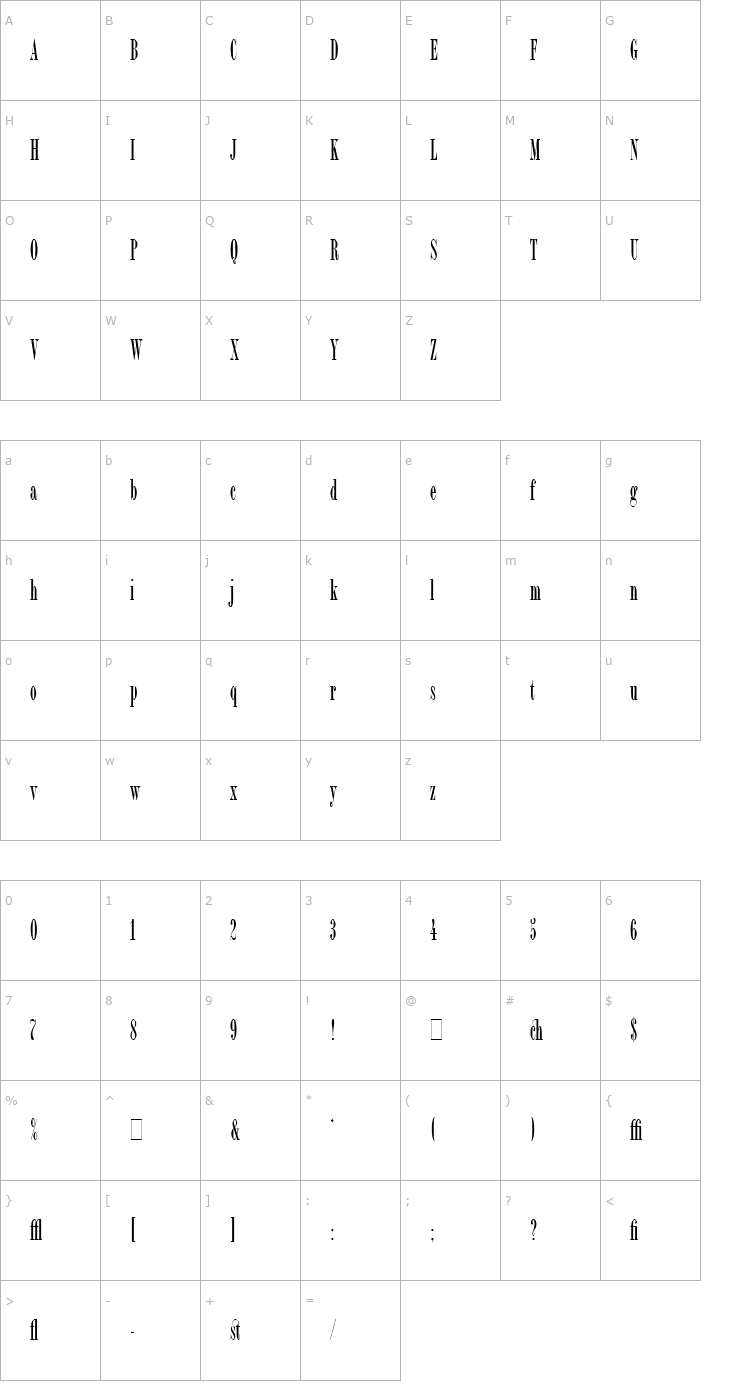 Character Map Bordeaux Roman Bold LET Plain1.0 Font