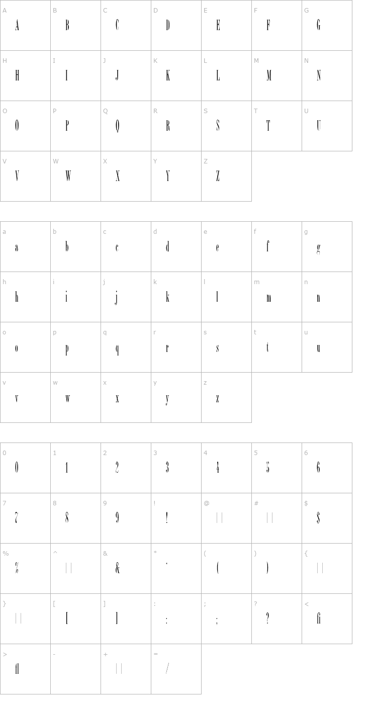 Character Map Bordeaux Roman LET Plain1.0 Font