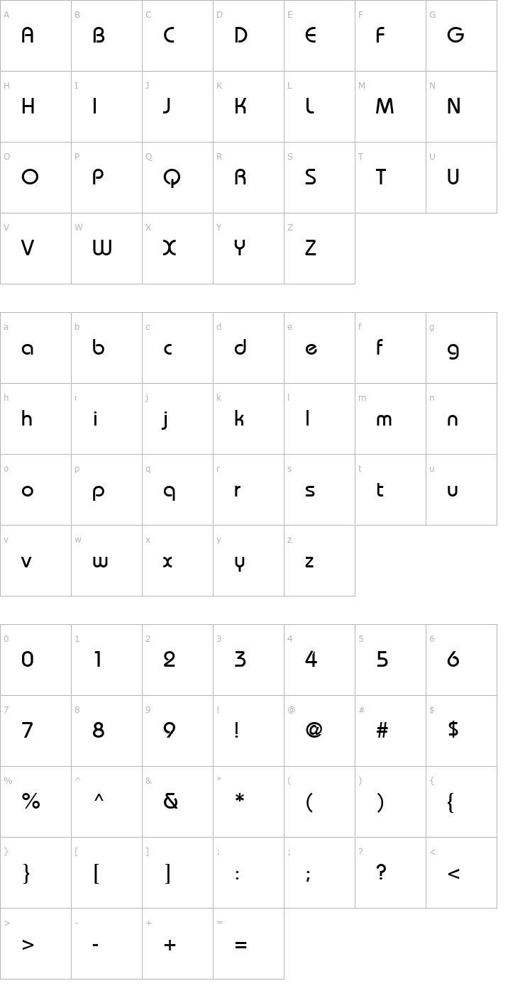 Character Map BordeauxMedium Regular Font