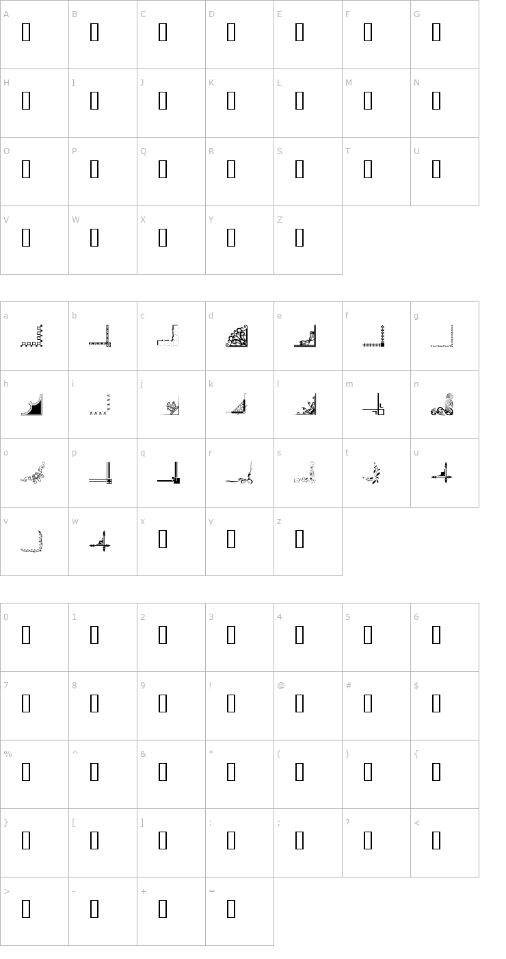 Character Map Border Corners 2 Font