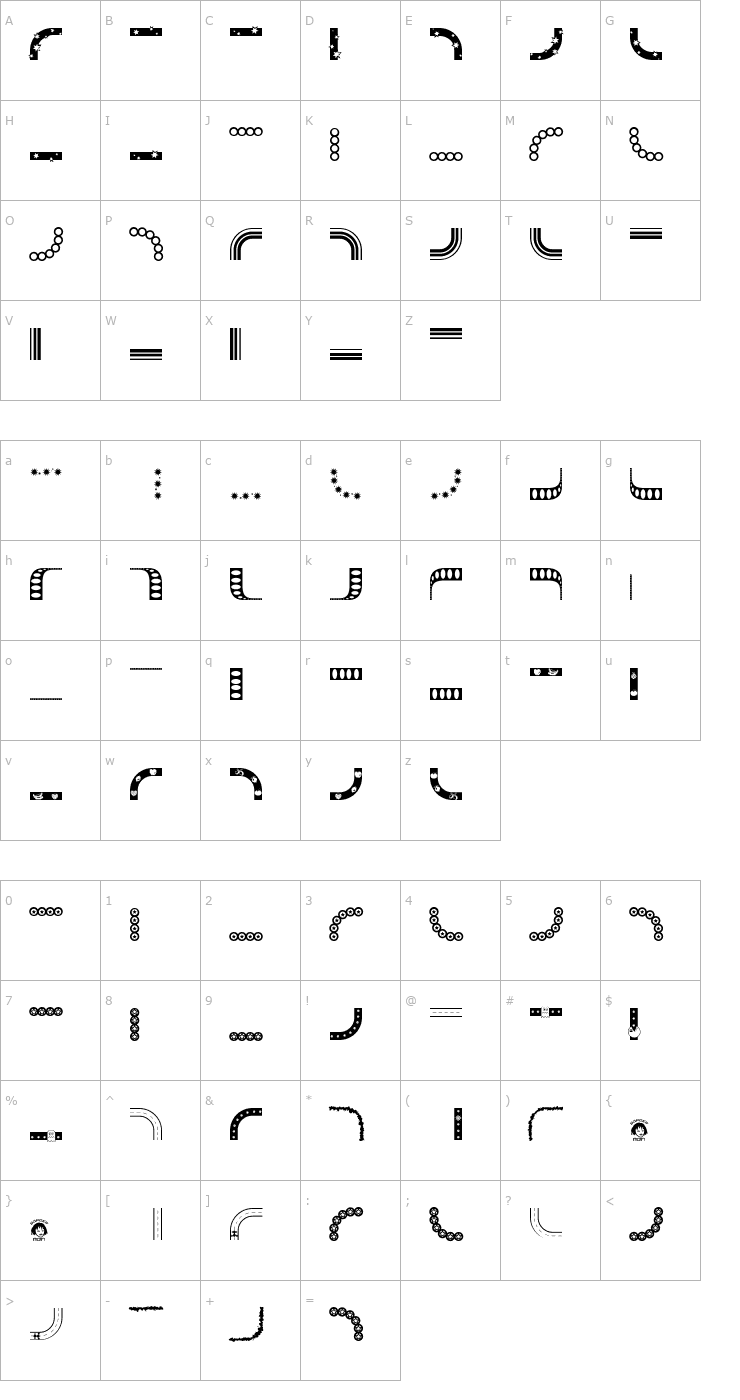 Character Map BorderMon Series 1 Font