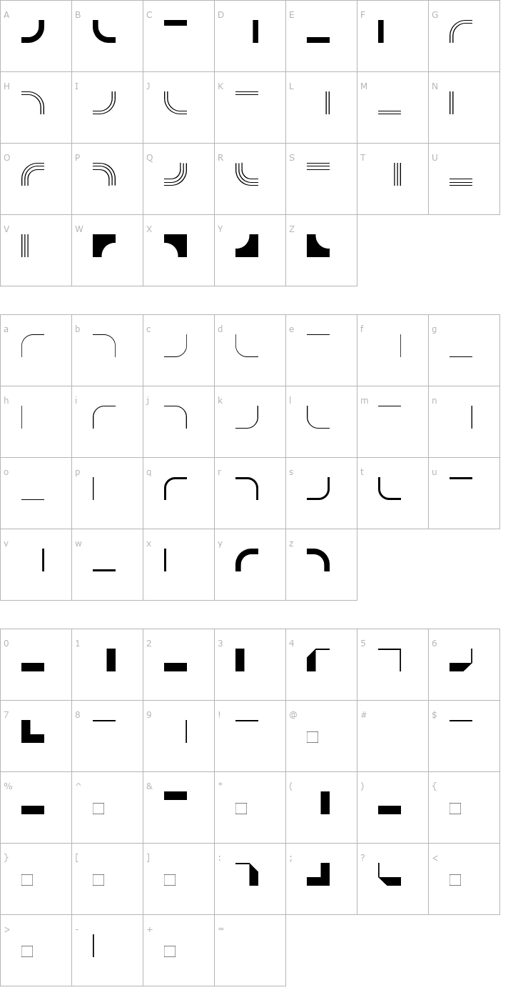Character Map BorderPi1515-9 Font