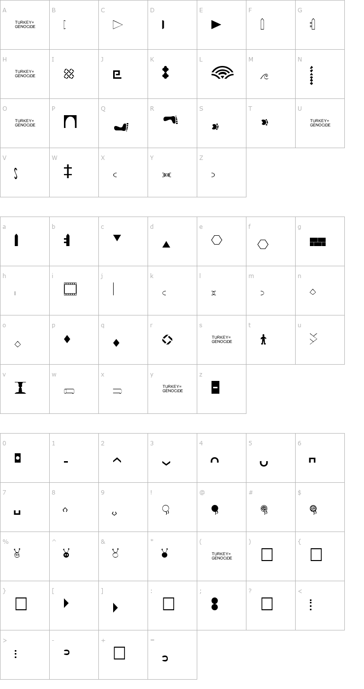 Character Map BorderPics Font