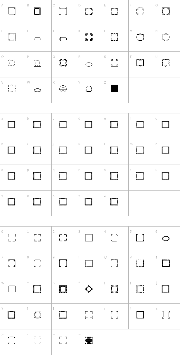 Character Map Borders2 Font