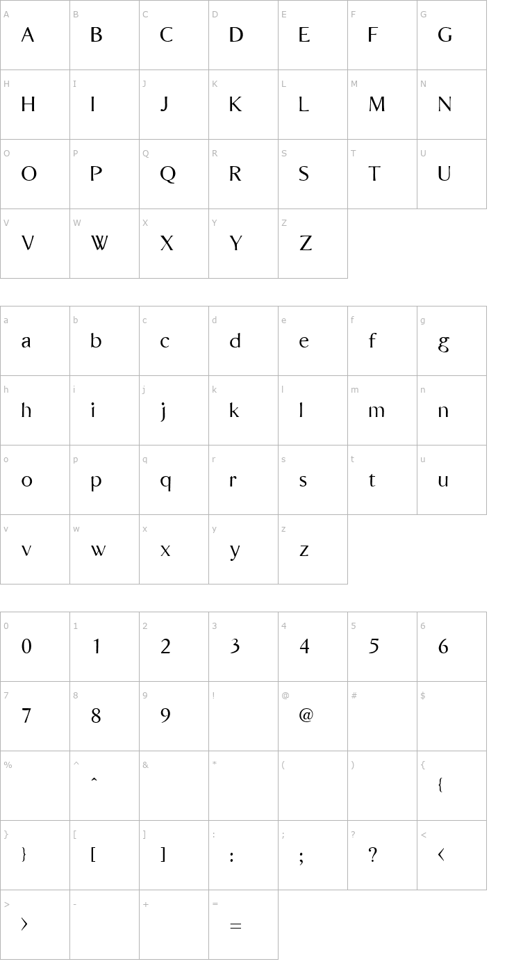 Character Map Bordini Font