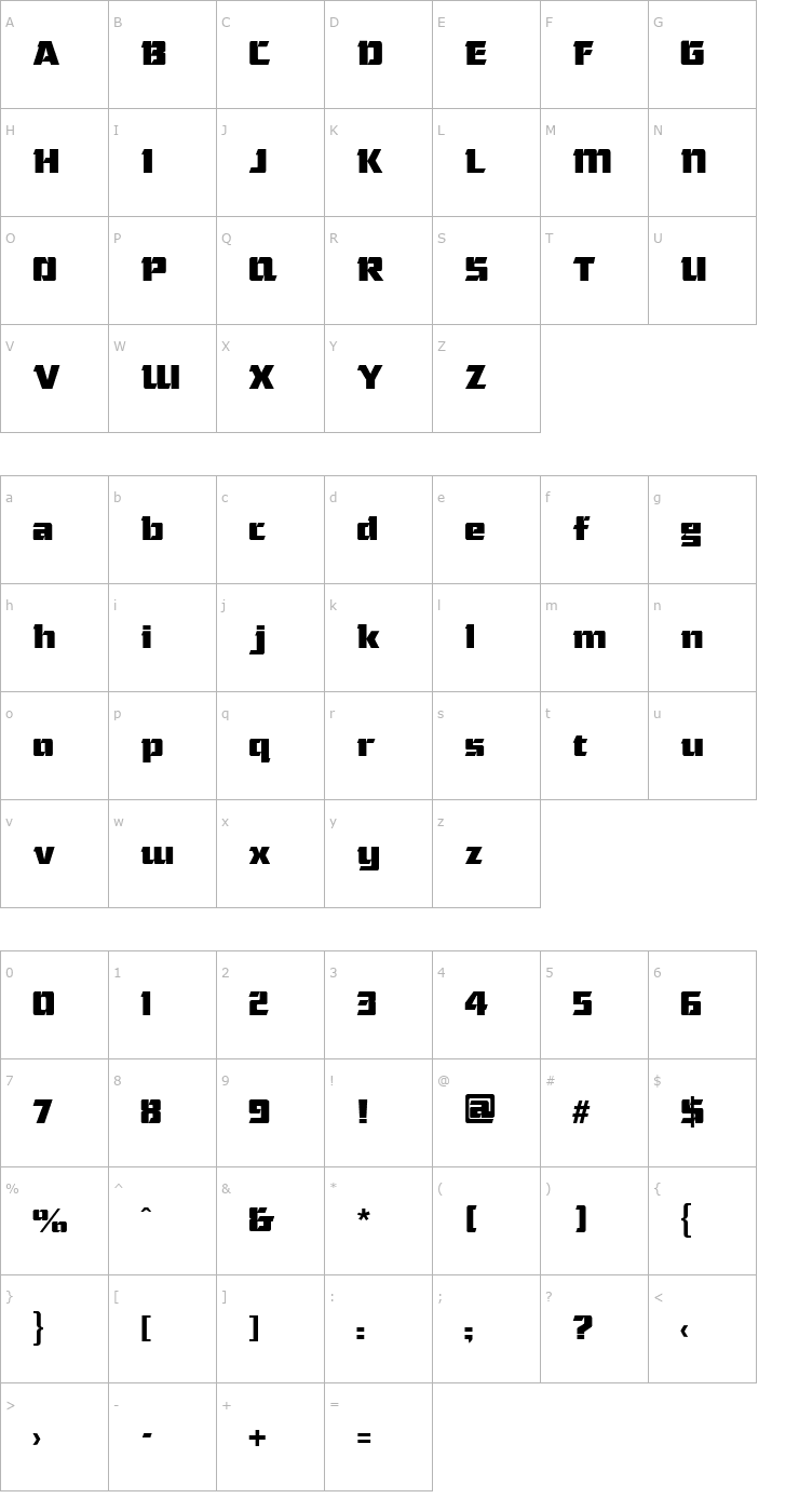 Character Map Bordon Font