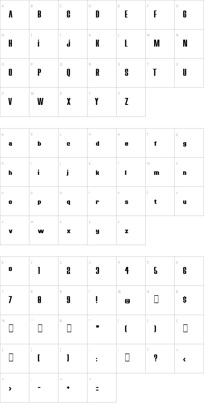Character Map Bored Robots KG Font