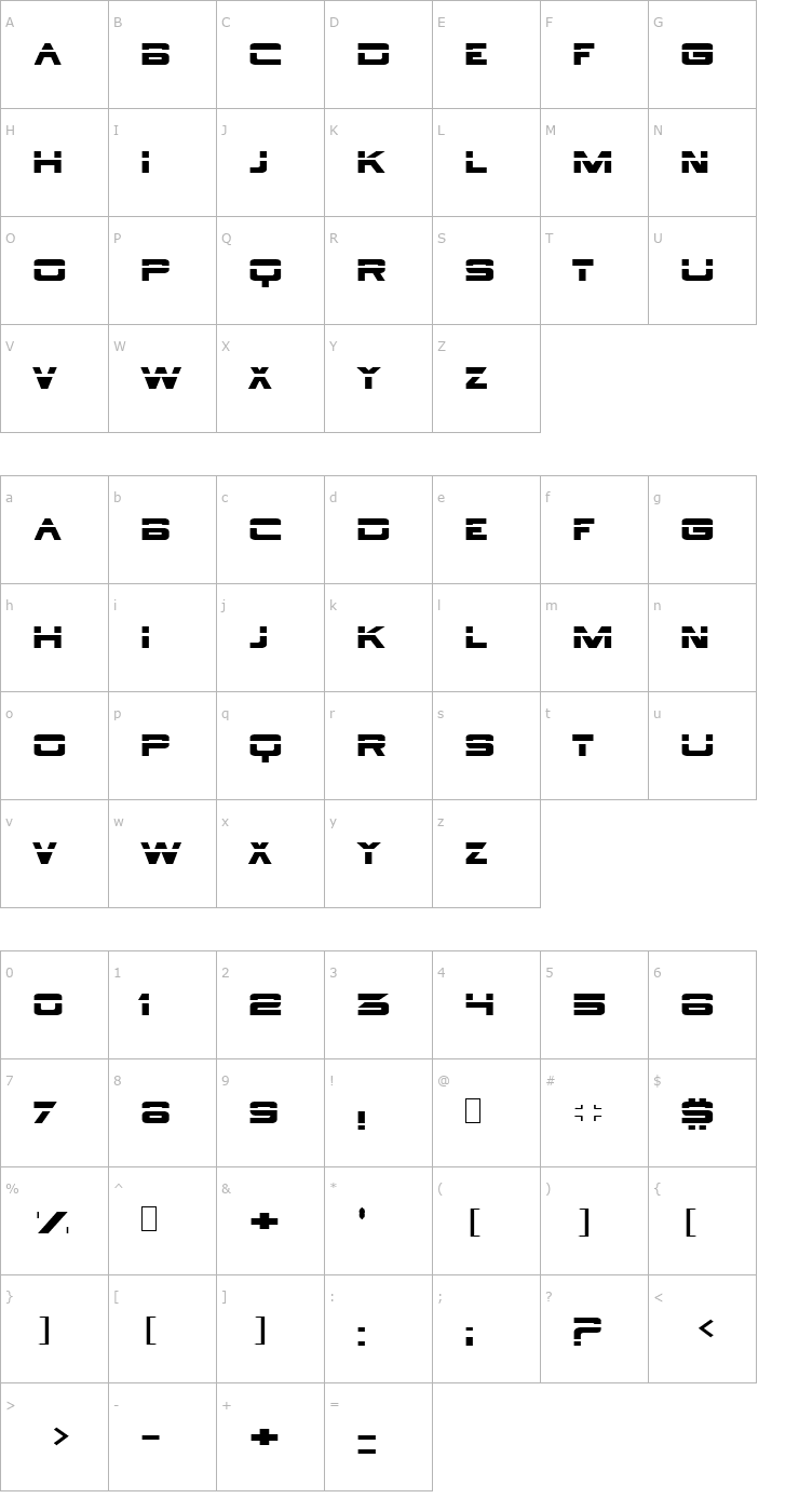 Character Map Borg-9 Font