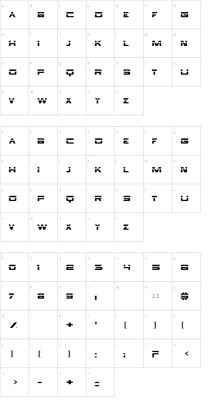 Character Map Borg9 Font