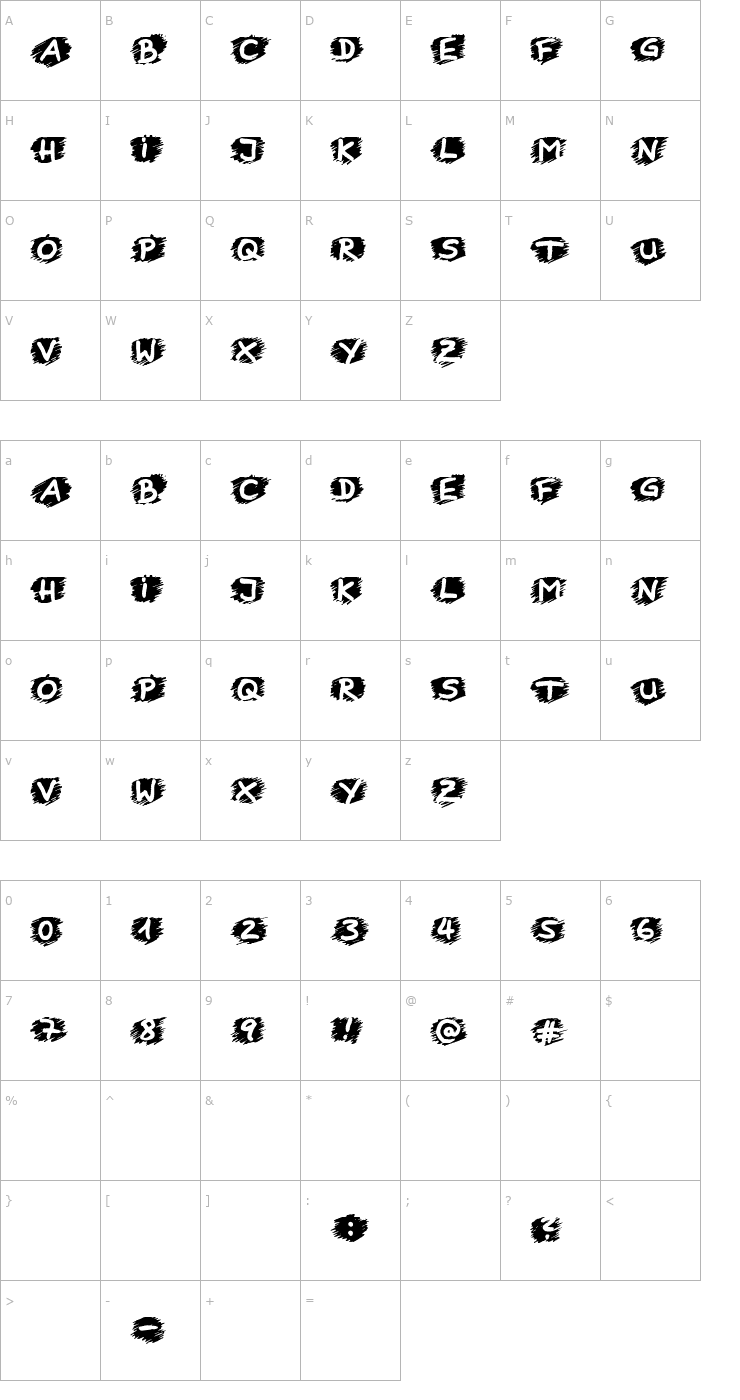 Character Map Boring Lesson Font