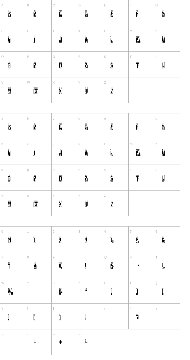 Character Map Boron Regular Font